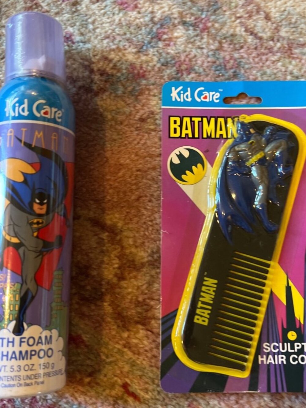 Batman Kid Care Bath Foam Shampoo sculpted comb NEW 1991 Vintage